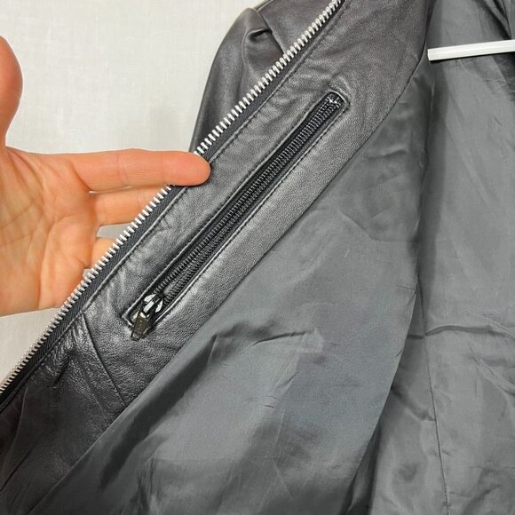 Alpinestars 100% Leather Motorcycle Jacket Womens S Side Zip Pleated Moto Black - Picture 9 of 16